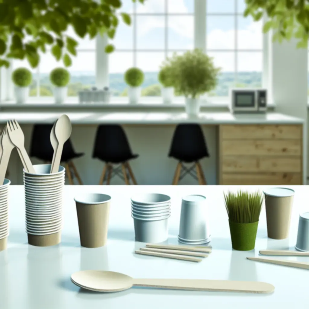 Eco-vriendelijke bekers en disposables voor kantoor.